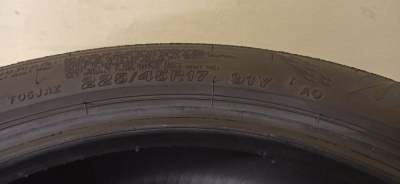 Bridgestone Turanza T005 225/45 R17 91V 3,5-4,5mm (Použité)