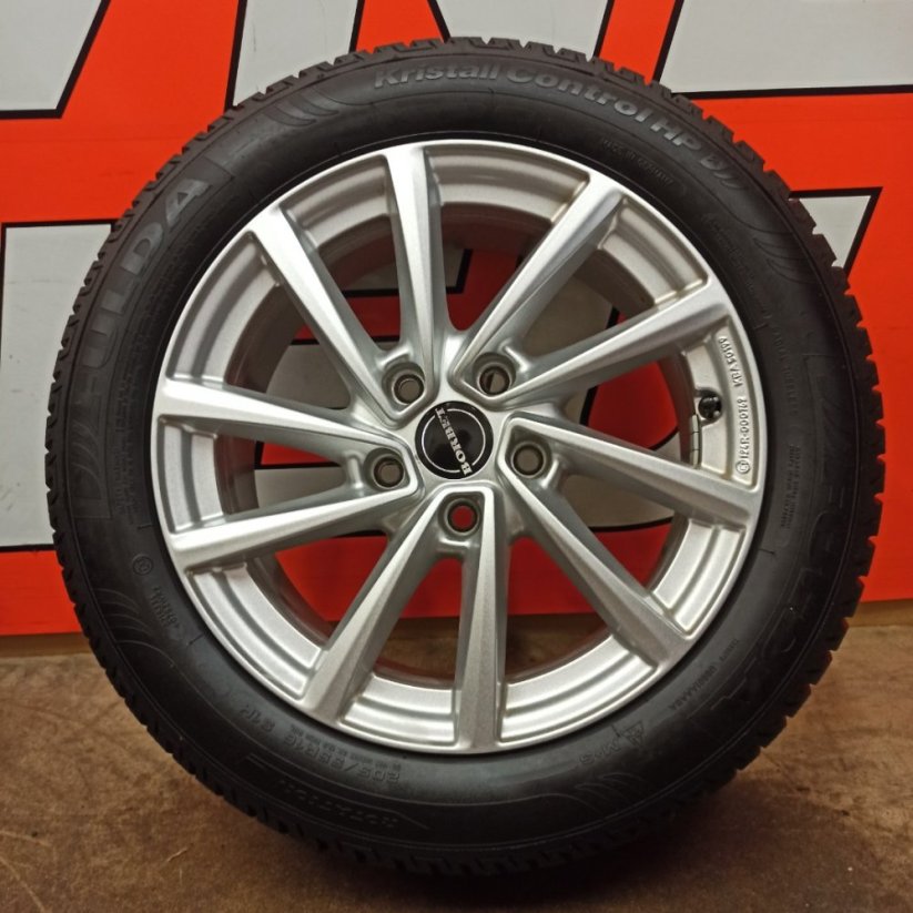 ALU kola Borbet 5x112, ET48, zimní pneu 205/55 R16