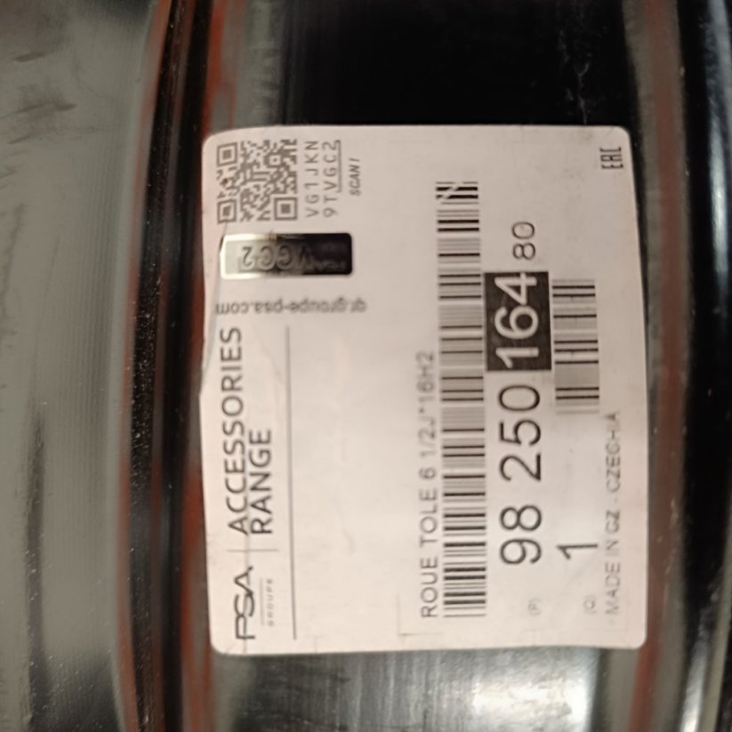 Ocelový disk Opel Corsa (2019-2024) 6,5Jx16'' , 4x108 , ET38 1kus (Bazarové)