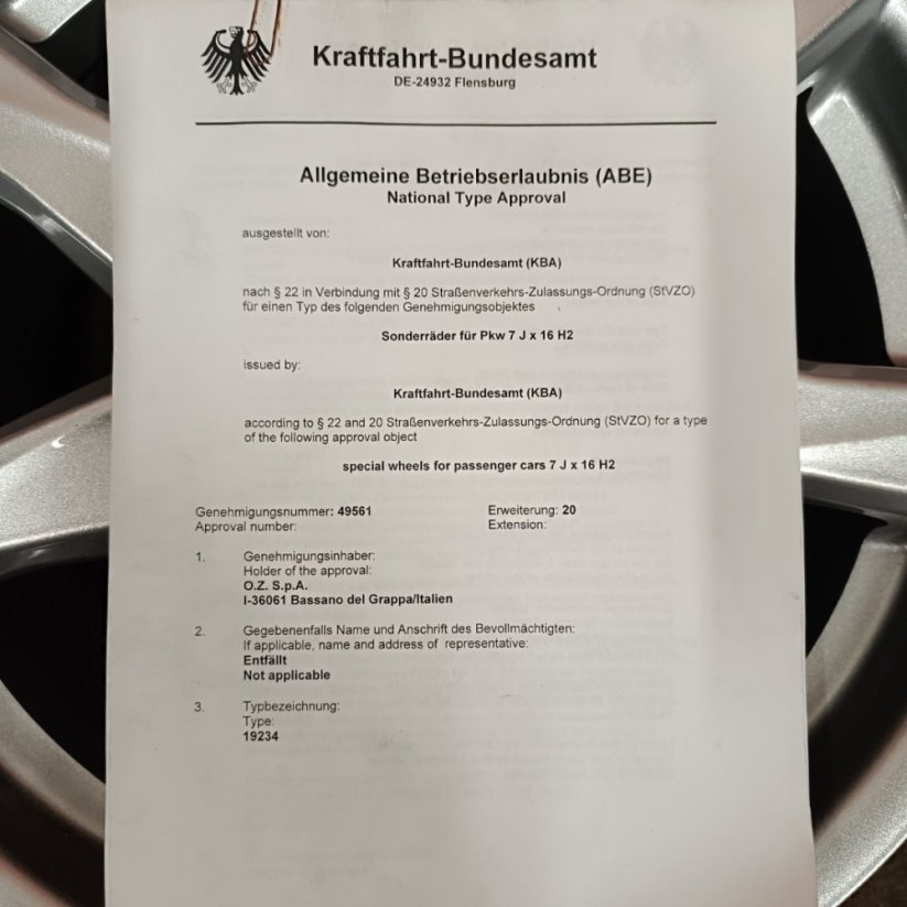 Alu kola MSW - O.Z. Racing 7Jx16 , ET42 , 5x112